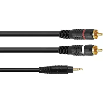 Audio-Adapterkabel Omnitronic 3,5-mm-Klinke auf 2×Cinch, 3 m (Modell 30225149)