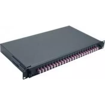 Netzwerkkabel Helos LWL 19 Zoll Spleißbox 24 x LC Duplex OM4 vormontiert schwarz