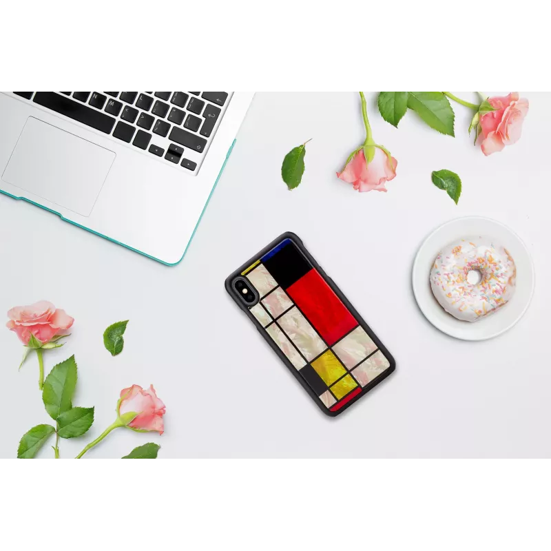 Smartphone-Hülle iKins für iPhone XS Max Mondrian Schwarz – Schutzabdeckung, Hartschale