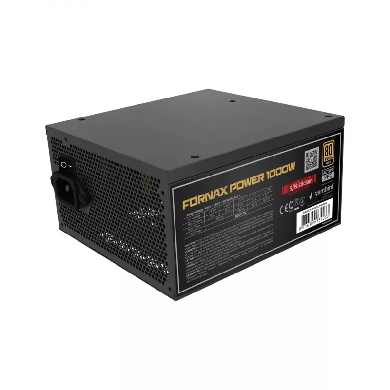Gembird CCC-PSUGOLD-1000W Netzteil Fornax Power 1000W aktive PFC 12cm Lüfter 80+Gold