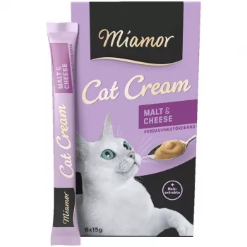 MIAMOR Katzencreme Malz & Käse - Katzensnack - 6x15g