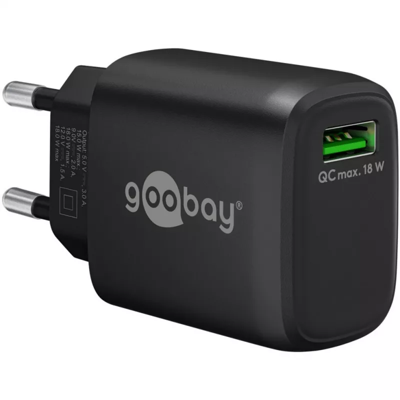 USB-A QC Fast Charger (18 W) (schwarz)