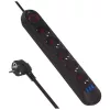 Steckdosenleiste MACLEAN MCE395 B — 5 Steckdosen, 3×USB, 110–240V AC, 2,1A USB, 2500W, 1,5 m Kabel, schwarz