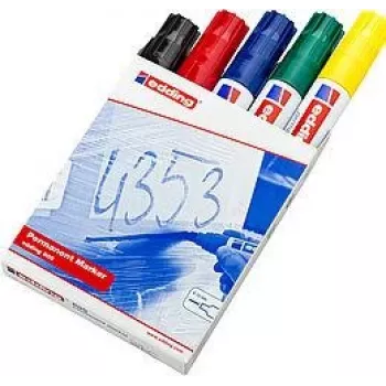 Edding 800 Permanentmarker Keilspitze Schwarz Blau Grün Rot Gelb 5 Stk.