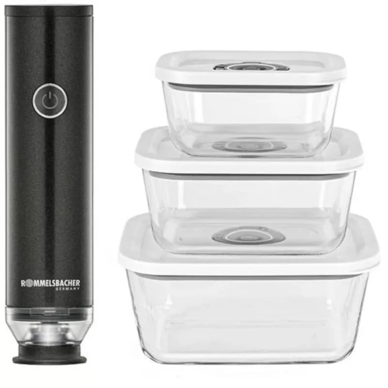 Hand-Vakuumiergerät Rommelsbacher VAC 253/S, batteriebetrieben, anthrazit, mit 3 Glasbehältern