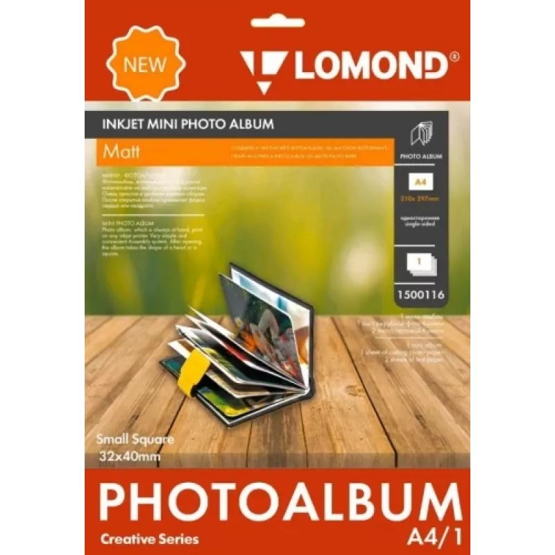 Fotoalbum Lomond Mini Album 1500116 Kleine quadratische matte Seiten 32×40 mm