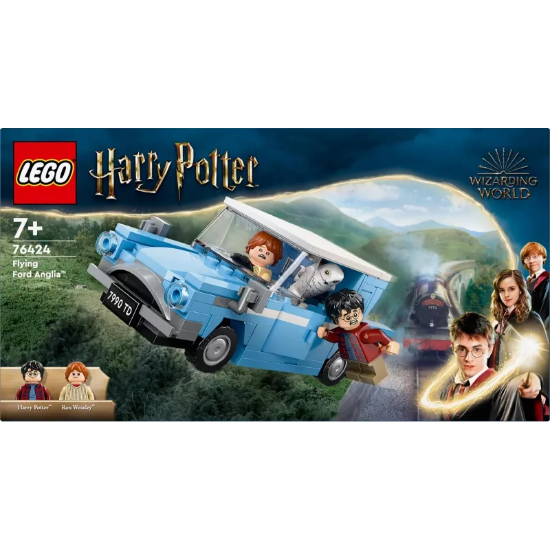 LEGO Harry Potter Fliegender Ford Anglia Auto-Spielzeug für Kinder ab 7 Jahren, Jungen und Mädchen, baubares Modell mit Ron Weasley Minifigur und Hedwig