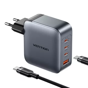 Vention Power Charger TZ-FETH0-EU 3× USB-C + 1× USB-A 100W, PD bis zu 30W pro C, Eingang 100–240V