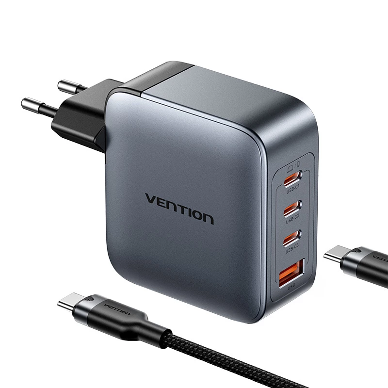 Vention Power Charger TZ-FETH0-EU 3× USB-C + 1× USB-A 100W, PD bis zu 30W pro C, Eingang 100–240V