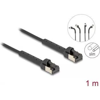 Netzwerkkabel DeLOCK RJ45 schlank Cat.8.1 U/FTP 1m Schwarz