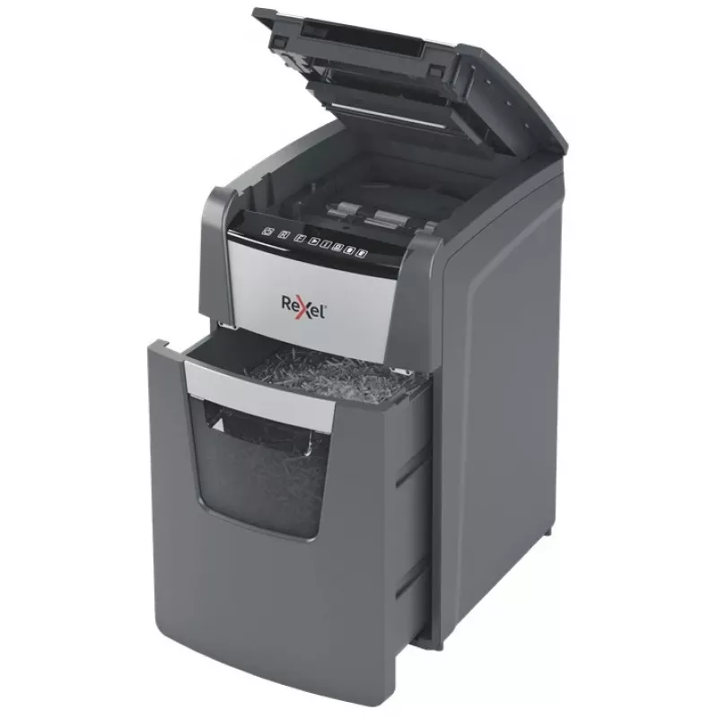 Rexel AutoFeed+ 130M Aktenvernichter Mikroschnitt 55 dB Schwarz, Grau