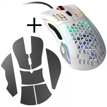 Glorious Model D Gaming-Maus - Weiß, glänzend + Grip Tape - schwarz