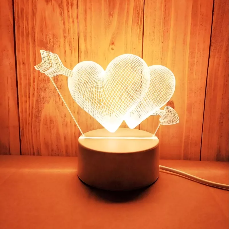 Nachtlampe Extralink HOME 3D Optische Täuschung 'Pierced Hearts' USB Nachttischlampe