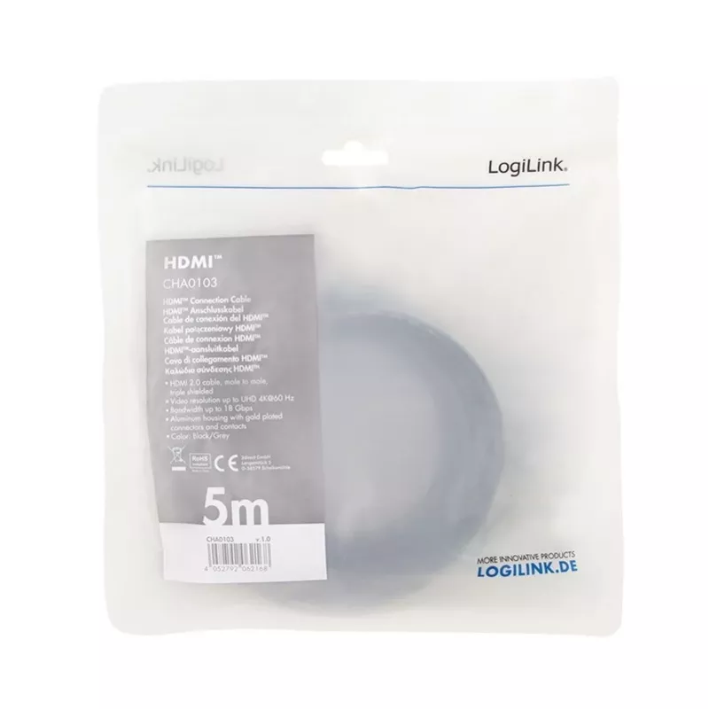 HDMI-Kabel 4K/60Hz, ALU, schwarz, 5m