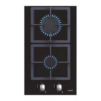 Einbau-Gaskochfeld CATA SCI 3002 BK, 30 cm, 2 Zonen, Drehregler, schwarzes Glas