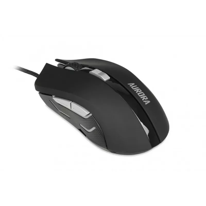 Kabelgebundene optische Maus IBOX Aurora A-1 — rechtshändig, 6 Tasten, 2400 DPI, USB Typ-A, LED-Beleuchtung, 1,8 m Kabel