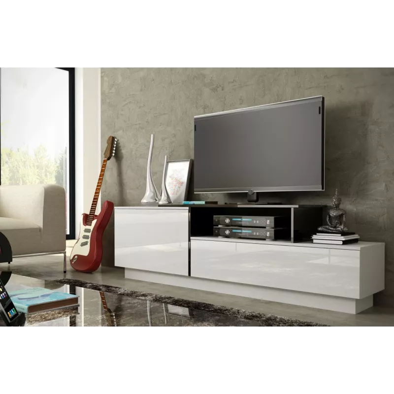Cama TV-Schrank SIGMA 3 180 weiß/weiß glänzend + schwarz