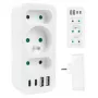 Power-Splitter MACLEAN MCE248 F/W — 3 AC-Steckdosen (1×16A, 2×6A) + 4×USB (2×A, 2×C PD 20W), EU-Stecker, weiß
