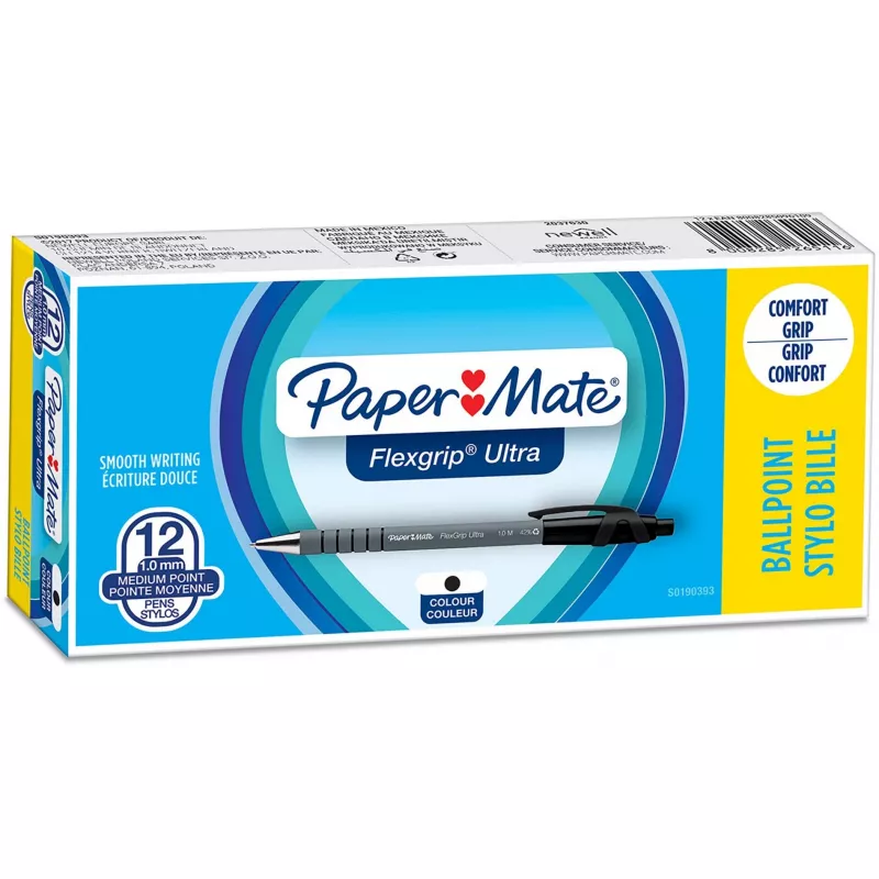 Paper Mate Flexgrip Ultra - Clip - Clip-on-Einziehkugelschreiber - Schwarz - 12 Stück(e) - Medium