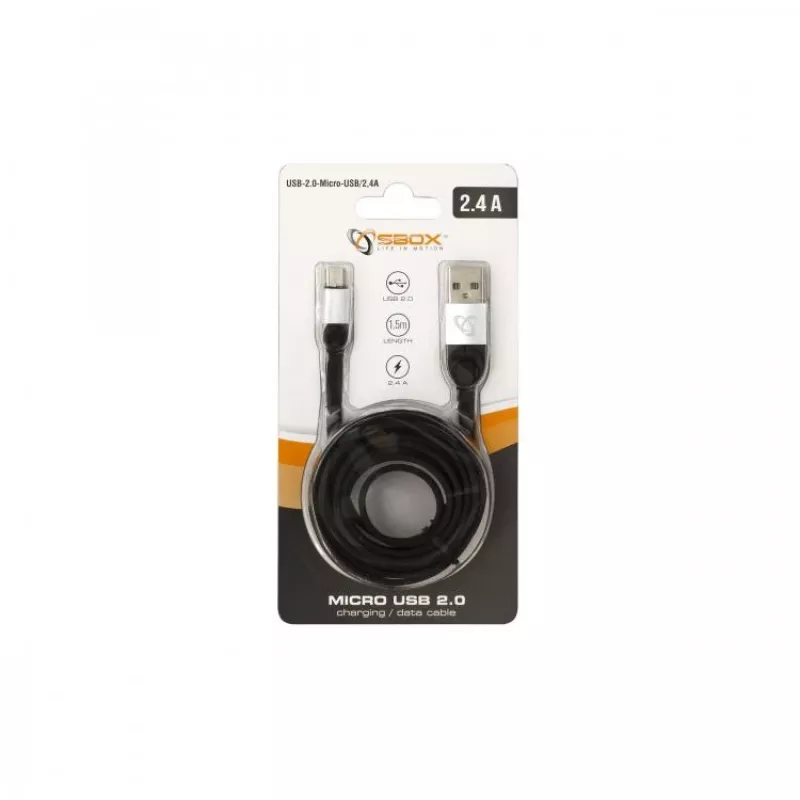 Sbox USB->Micro USB M/M 1,5 m USB-MICRO-2,4A