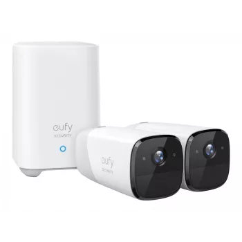 Eufy Security, eufyCam 2 Pro Kabelloses Überwachungskamerasystem für Zuhause, 365 Tage Akkulaufzeit, HomeKit-Kompatibilität, 2K-Auflösung, IP67 wetterfest, Nachtsicht, 2-Kamera-Set, keine monatlichen Gebühren