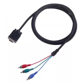 VGA-auf-3×RCA-Kabel SBOX VGA-1022 M/M 2 m, VGA-Stecker auf drei RCA-Composite, 2 Meter Länge
