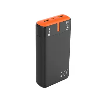 Tragbares Ladegerät TRACER EnerGen 20000 mAh, Power Delivery 20W, USB-C-Eingang, 2×USB-A-Ausgänge, Unterstützung für 3 Geräte, orange