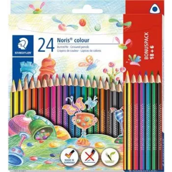 Buntstifte Staedtler Noris colour 18+6 Set — Modell 187 C18P1, 24 Stifte mit sortierten Farben