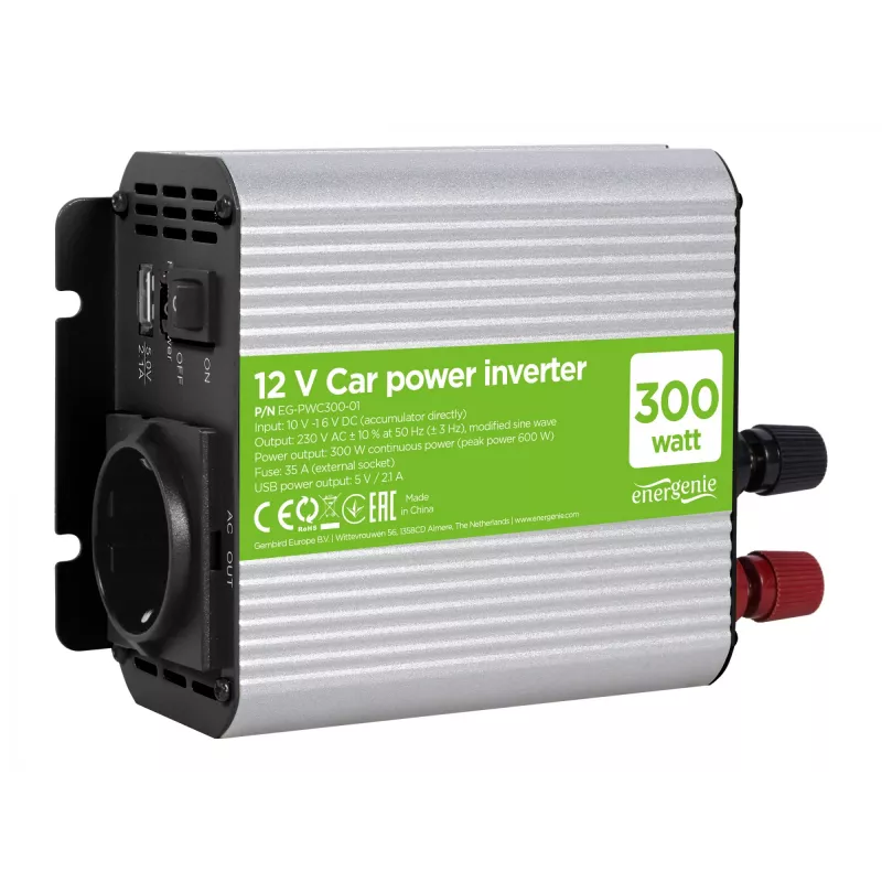 Gembird EG-PWC300-01 Spannungswandler Auto 300 W Grau