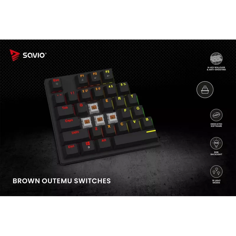Savio Mechanische Tastatur RGB Tempest X2 Outemu Brown