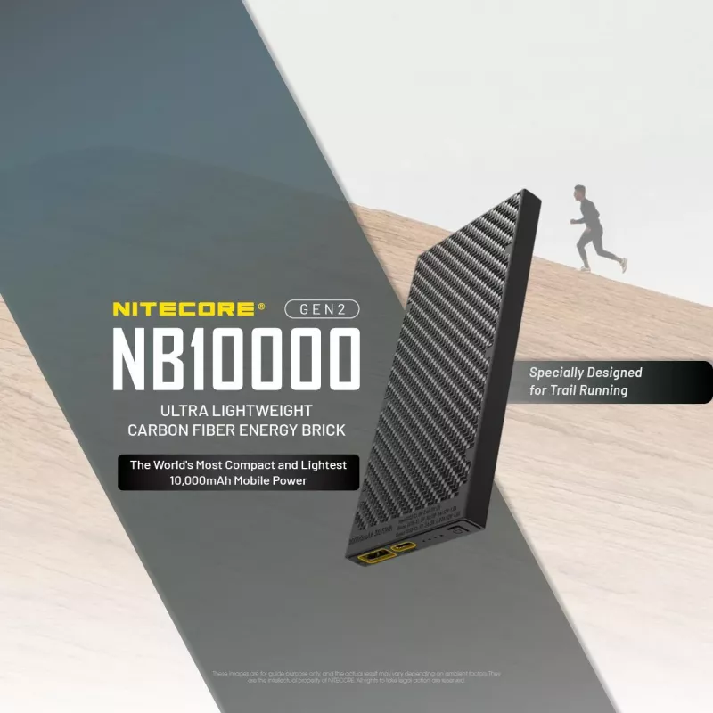 Tragbare Powerbank Nitecore NB10000 — 10000 mAh, USB‑A + USB‑C, 38 W Gesamtausgang, grau