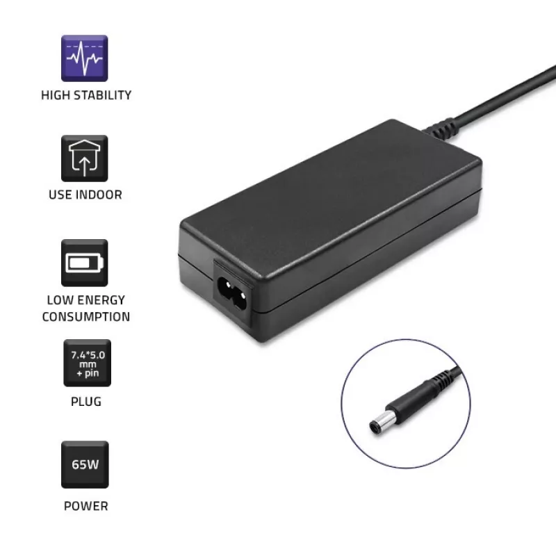 Qoltec 51519 (7,4 x 5,0 mm + Pin) 65 W 3,34 A 19,5 V AC-Ladegerät für Dell Notebooks