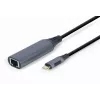 Netzwerkadapter Gembird A-USB3C-LAN-01 Type-C USB 3.2 Gen 1, Gigabit RJ-45, 0,15 m Kabel, Metallgehäuse, grau/schwarz