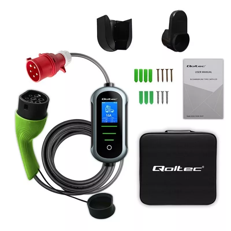 Elektroauto-Ladegerät QOLTEC 22 kW 400 V WiFi (TUYA) mit 7 m Kabel