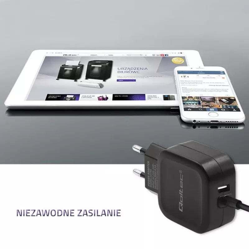 Qoltec 50190 Ladegerät für Mobilgeräte, Handy, Tablet, Telefon, Universal