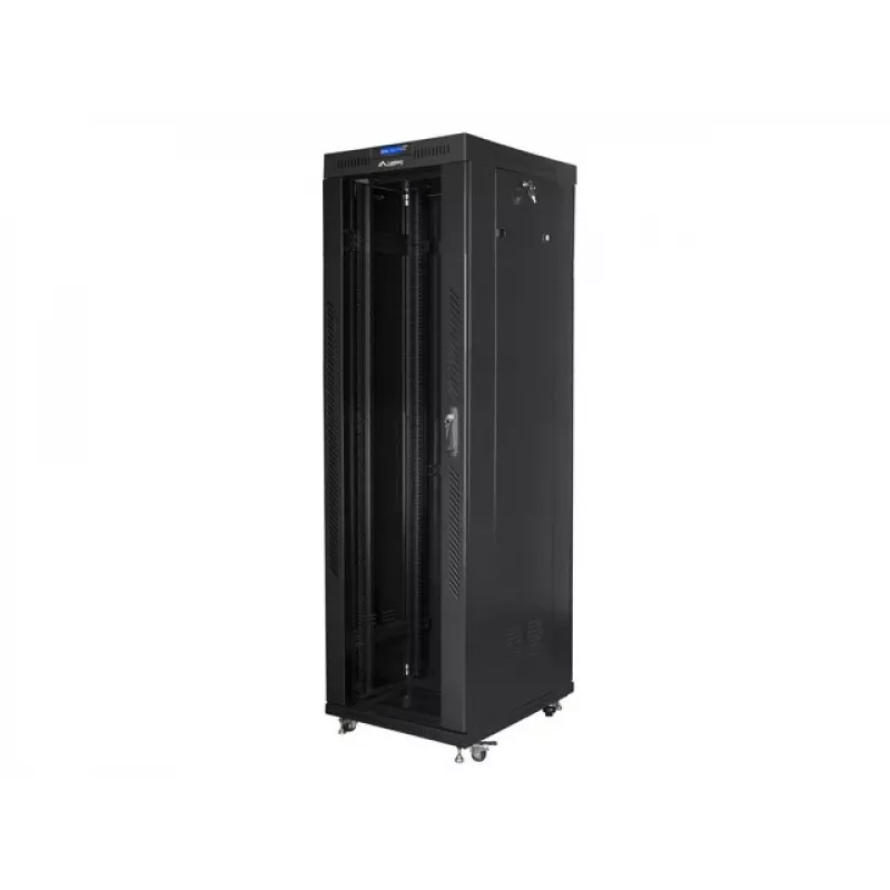 Freistehender Rack-Schrank LANBERG 42U FF01-6842-12BL 600×800×2127,5 mm, 1200 kg, IP20, Schlüsselschloss, Rollen