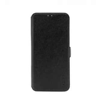 Leder-Buchhülle FIXED für Xiaomi Redmi 14C, schwarz — Vorder- und Rückseitenschutz