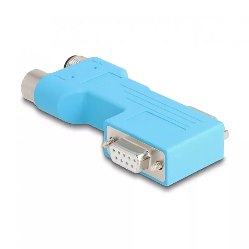 DELOCK D-Sub 9 Stecker/Buchse auf M12 5-polig A-kodiert CAN-Bus-Verteiler 90° blau