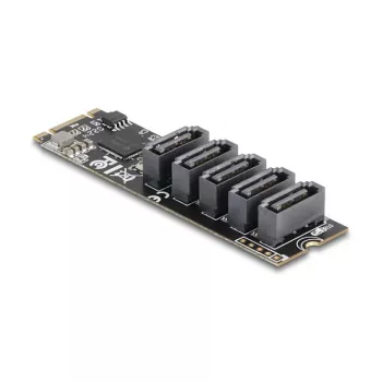Interner SATA-Adapter DELOCK 64241 M.2 (Key B+M) auf 5x SATA mit JMicron JMB585, LED-Anzeigen, für PC