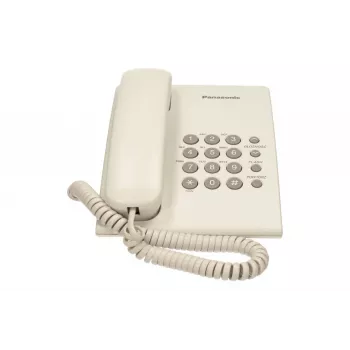 Analogtelefon Panasonic KX-TS500PDW — 16 Tasten, weiß, Tisch-/Wandmontage, 100 Einträge Telefonbuch