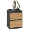 Nachttisch Topeshop M2 ANTRACYT/ARTISAN 2 Schubladen Anthrazit Eiche Holz