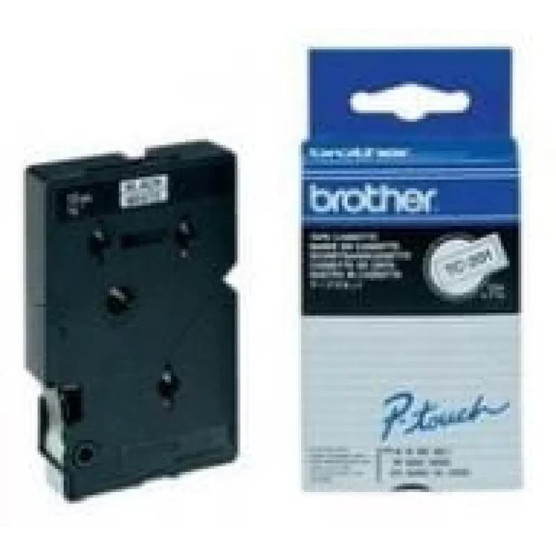 Brother Gloss Laminated Labelling Tape - 12mm, Schwarz/Weiß, 10-pk Etikettierband TC