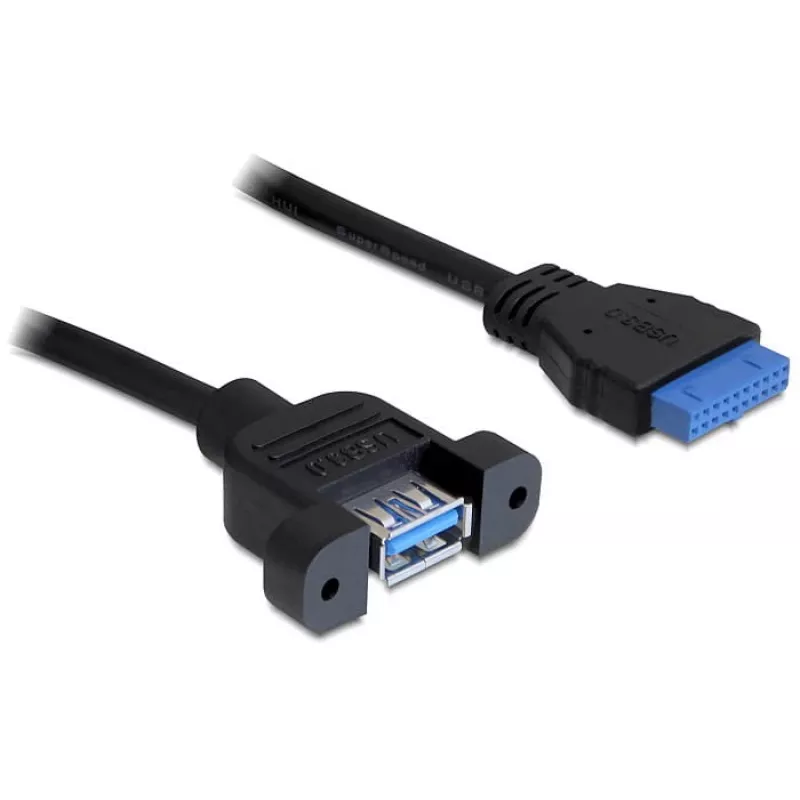 USB 3.0 F/F-Kabel DeLOCK 83118 0,5m Schwarz