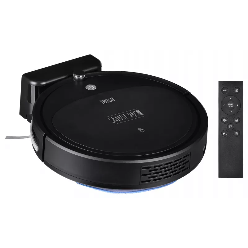 Roboterstaubsauger TEESA Smart VAC 2 — rund, schwarz, 1000 Pa Saugleistung, 9,6 V/2000 mAh Li-Akku, 0,2 l Staubbehälter, WLAN, automatische Rückkehr