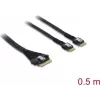 DELOCK PCIe 4.0 schlank SAS SFF-8654 zu 2× SFF-8644 (4i) Kabel 0,5 m