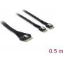 DELOCK PCIe 4.0 schlank SAS SFF-8654 zu 2× SFF-8644 (4i) Kabel 0,5 m