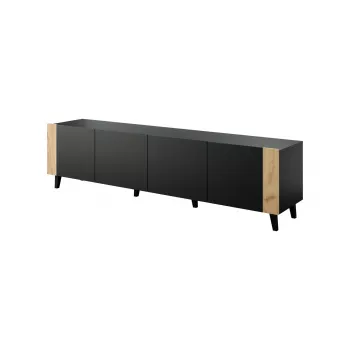TV-Schrank FARO 200x42x52 schwarz matt + Eiche craft