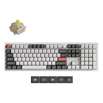 Mechanische Tastatur Keychron Q6 Ultra 8K — Full-Size 100 %, USB + RF Wireless + Bluetooth, RGB, Weiß