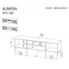 TV-Schrank Cama ALMERA 180,5×42×52,5 cm Nussbaum/Cashmere – Spanplattenoberfläche, Nussbaum-Rahmen