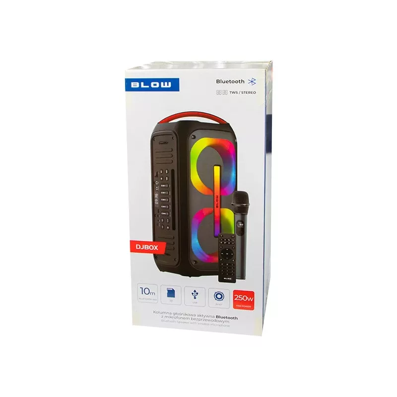 Tragbarer Mono-Bluetooth-Lautsprecher BLOW 30-392# – 6.000 mAh Akku, 6,5 W RMS, Bluetooth 5.0, MicroSD, AUX, Micro-USB, 2 Lautsprecher, schwarz